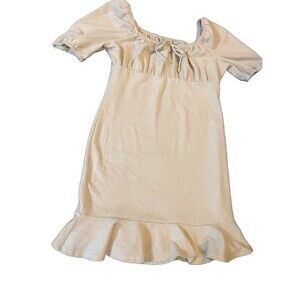 Women’s Size Large Off The Shoulder Stretchy Mermaid Dress Soft Beige